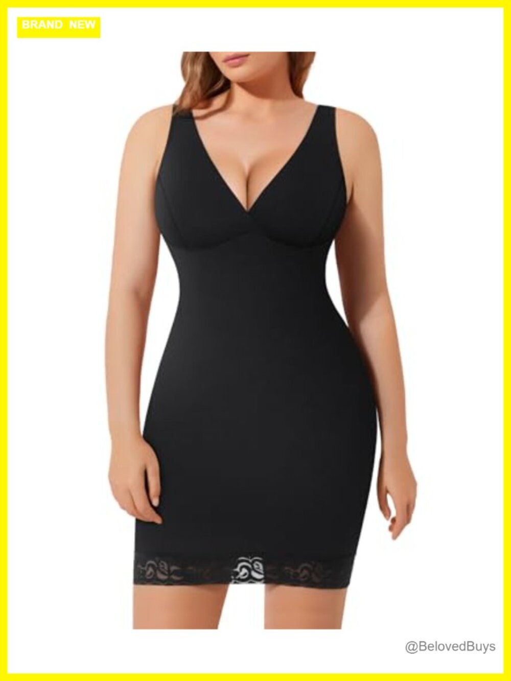 MERYOSZ Shapewear Slip Tummy Control Full Slip V Neck Adjustable Straps Nylon